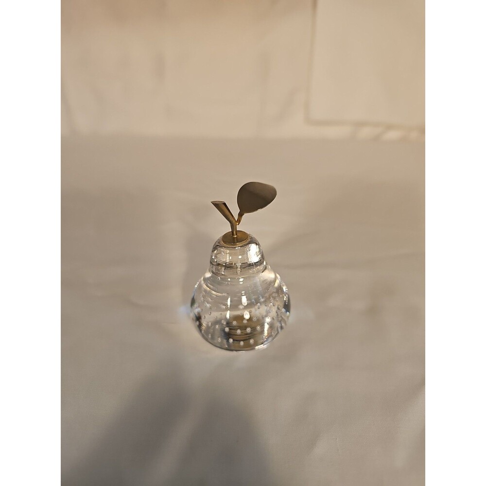 Vintage Hand- Art Glass Pear Paperweight Bulli Cante Controlled Bubbles